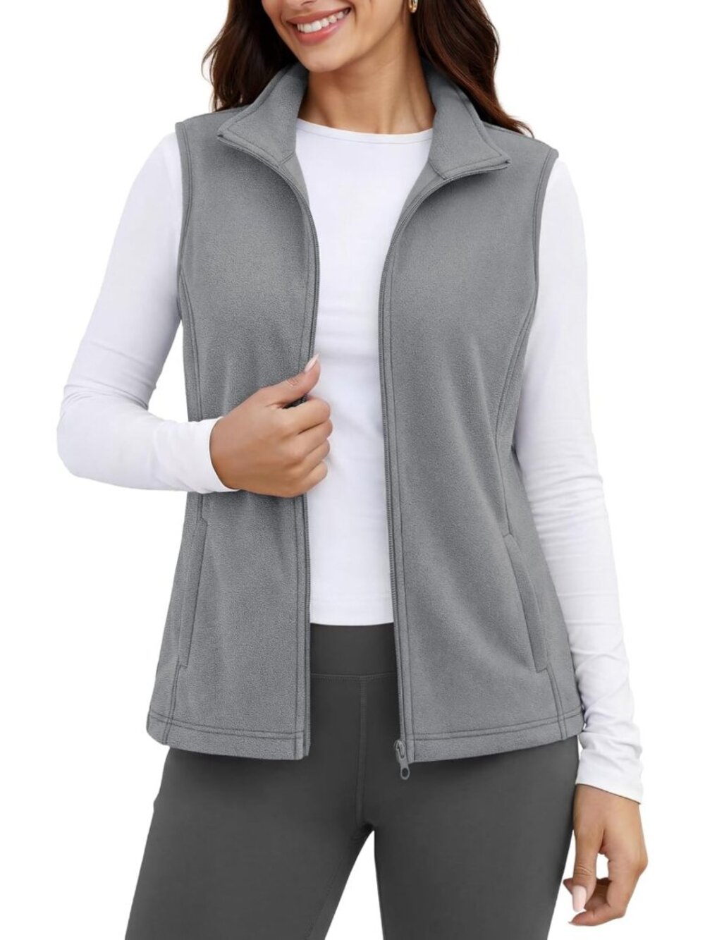 Lightweight Sleeveless Fleece Vest for Women | Warm Soft Zip Jacket with Pockets